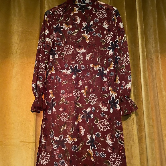 EUC Zara sheer floral shirtdress - Picture 1 of 4